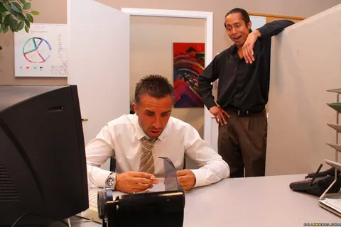 Eve Laurence: Curly Brunette Blows and Rides Cock in the Office – photo 8 of 21
