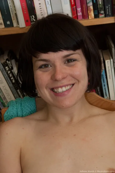 Juliette March: Petite Brunette in Glasses Shows Her Hairy Pussy and Armpits – photo 17 of 17