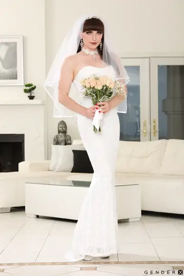 Trans Bride Undresses, Kisses Her Husband and Takes Anal