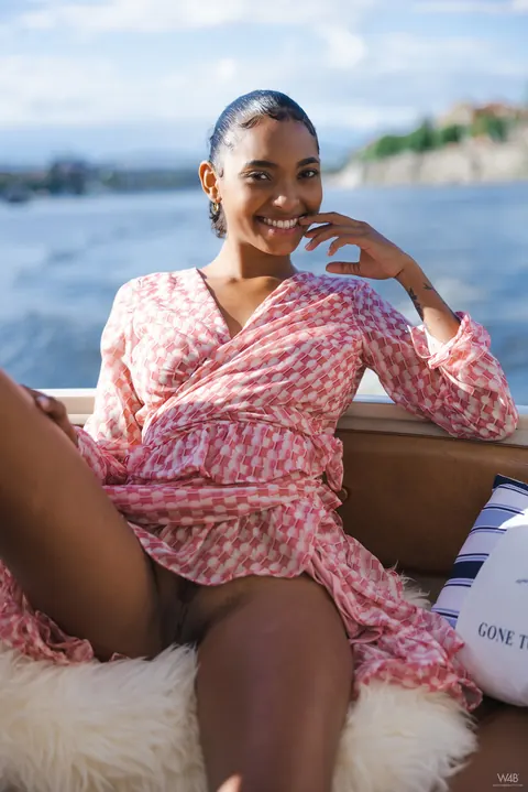 Barbie Reyes: Busty Ebony Brunette Flaunts Her Hairy Pussy on a Boat – photo 5 of 20