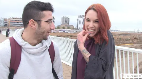 Silvia Rubi: Tattooed European Redhead in Glasses Sucks Cock Outdoors – photo 15 of 17