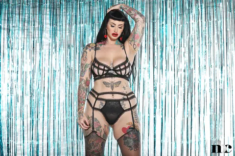 Curvy Tattooed MILF Strips Out of Her Lingerie While in Bondage – photo 3 of 21