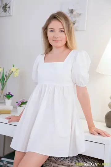 Blonde European in a Dress Gets Creampied After Cowgirl