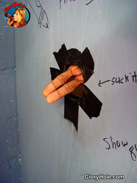 Brooklyn Night: Brunette with Small Natural Tits Fucks a Long Black Cock Through a Gloryhole – photo 11 of 20