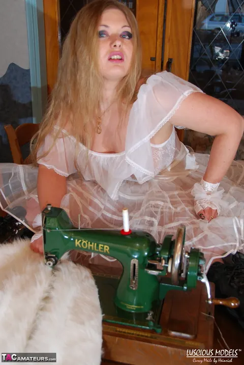 Curvy Blonde MILF in Costume Skirt Flashes Her Big Tits – photo 13 of 16