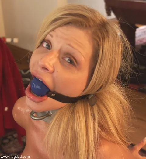Sharon E: Blonde with Big Tits Gets Restrained and Ball-Gagged in Bondage – photo 16 of 16