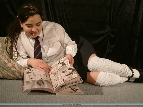 Chubby Asian Babe in Uniform Skirt and Socks Gets Ass Spanked – photo 5 of 16