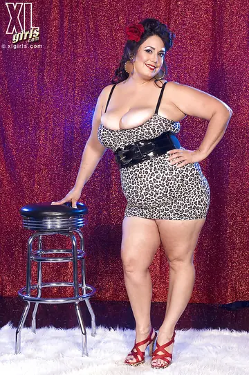 BBW Latina Brunette Lifts Her Mini Dress and Spreads Her Shaved Pussy