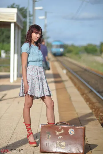 Distania – Tall Asian Brunette Strips Out of Her Skirt Outdoors