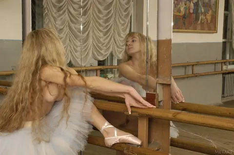 Alla B: Thick Curly Blonde Flashes Her Tits and Ass in Ballet Skirt – photo 1 of 20