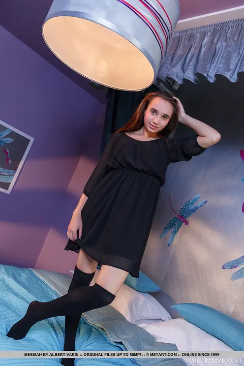 Messiah: Thick Brunette Strips to Socks and Spreads Her Hairy Pussy – photo 7 of 18