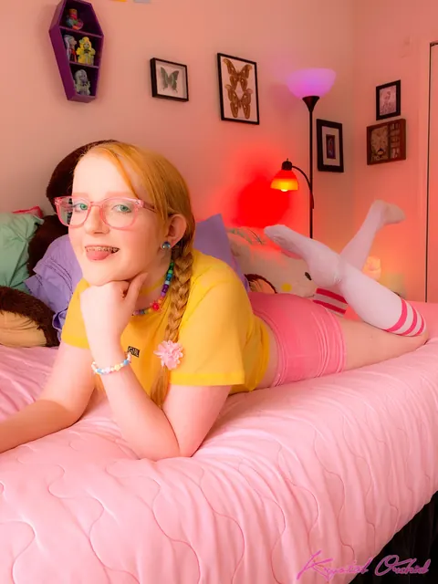 Krystal Orchid: Petite Blonde in Glasses Opens Her Legs and Shows Her Puffy Pussy – photo 4 of 16