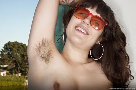 Penny Letters: Brunette Strips Off Her Bikini and Spreads Her Hairy Pussy Outdoors – photo 10 of 16
