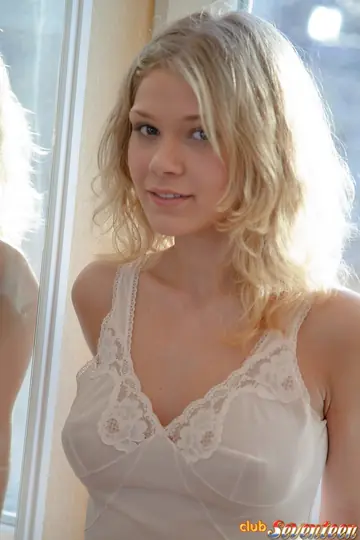 Blonde in Lingerie Reveals Her Big Tits and Spreads