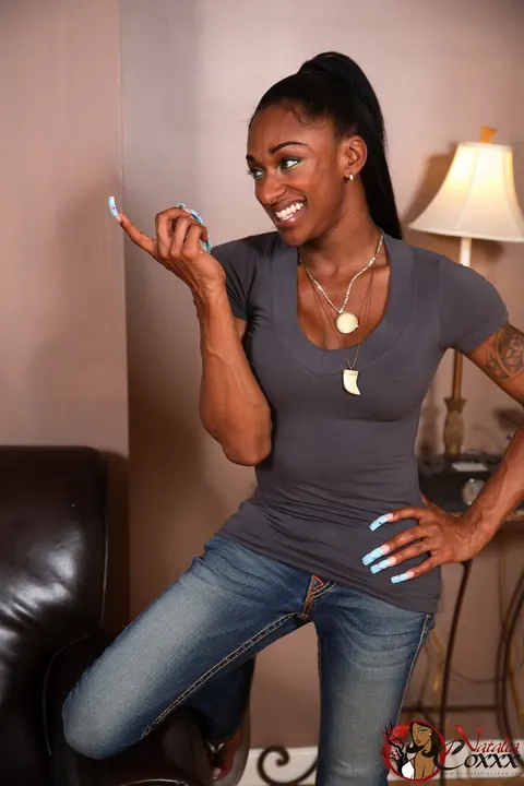Ebony Trans Woman Strips and Takes Anal with Her Partner – photo 1 of 12