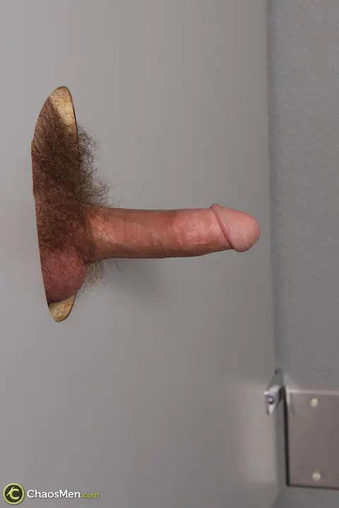 Two Hairy Men Suck and Fuck Bareback in a Gloryhole Toilet – photo 8 of 21