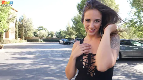 Layla London: Busty Tattooed Brunette Gives POV Blowjob Outdoors – photo 10 of 16