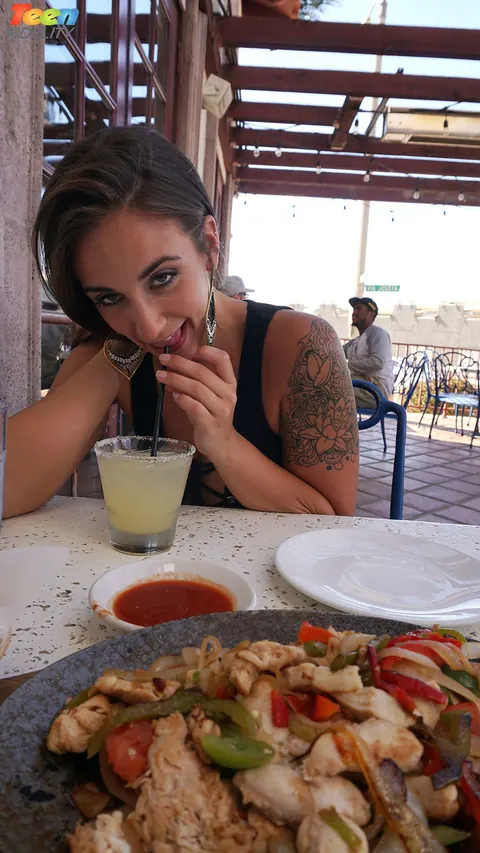 Layla London: Busty Tattooed Brunette Gives POV Blowjob Outdoors – photo 6 of 16