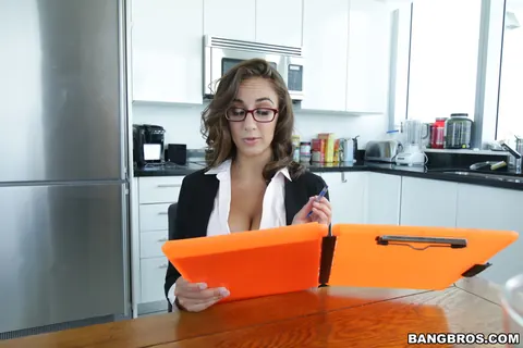 Layla London: Petite Brunette in Glasses Takes a Big Cock Doggy Style – photo 1 of 21