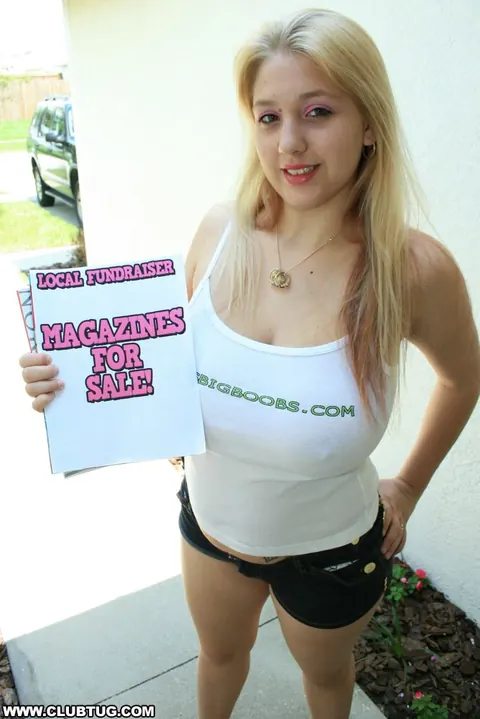 Shyla Shy: Busty Blonde Strips Off Her Shorts Outdoors and Bares Her Tits – photo 2 of 16