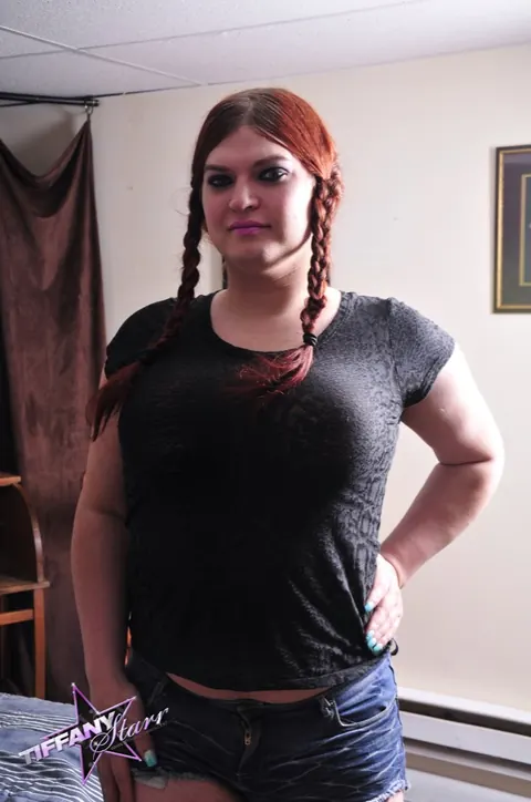 Curvy Trans Woman Kisses Partner and Plays with a Dildo – photo 1 of 16
