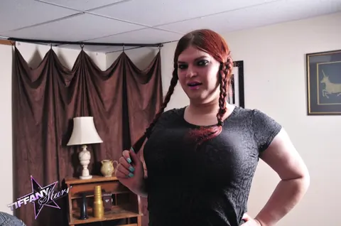 Curvy Trans Woman Kisses Partner and Plays with a Dildo – photo 2 of 16