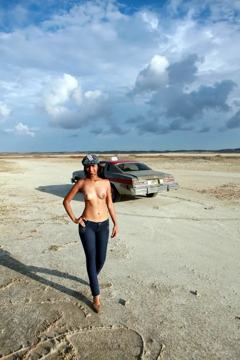 Ruth Medina: Brunette Latina Strips Out of Her Bikini and Jeans Outdoors by a Car – photo 8 of 20