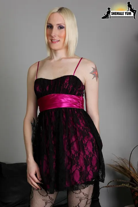 Trans Woman in Panties Pulls Fabric Aside and Spreads – photo 1 of 16
