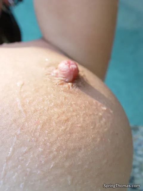 Spring Thomas: Tall Blonde Strips Out of Her Bikini and Masturbates by the Pool on Easter – photo 18 of 20