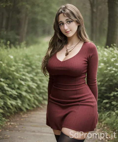 AI-Generated Curvy Busty Curly Woman in Glasses Spreads Outdoors – photo 3 of 16