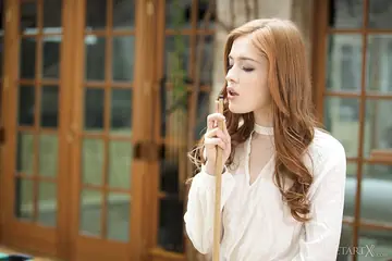 Jia Lissa – European Redhead in a Skirt Fingers Her Hairy Pussy Poolside