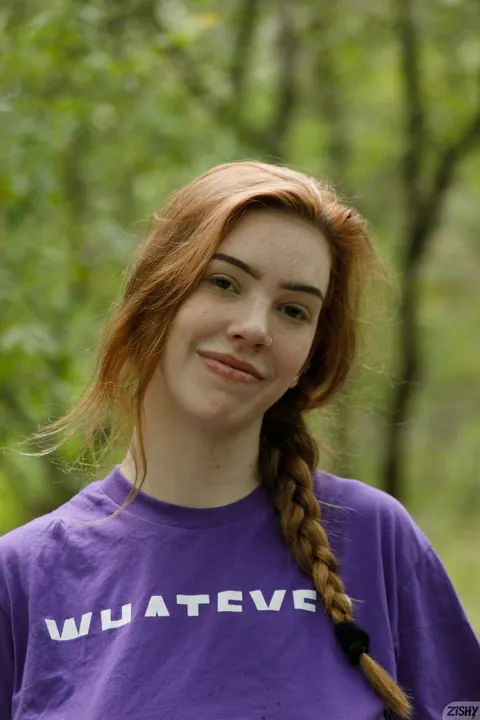 Nala Brooks: Redhead with Big Natural Tits Spreads Her Legs Outdoors – photo 10 of 12