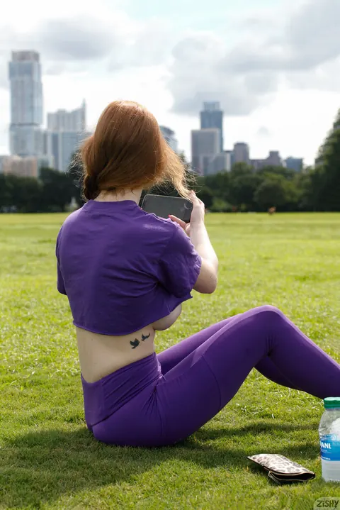 Nala Brooks: Redhead with Big Natural Tits Spreads Her Legs Outdoors – photo 3 of 12