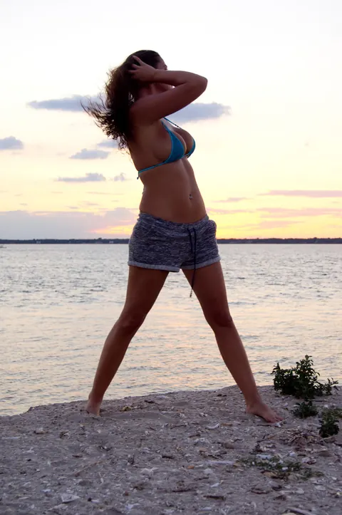 Busty Brunette MILF Spreads on the Beach – photo 11 of 21