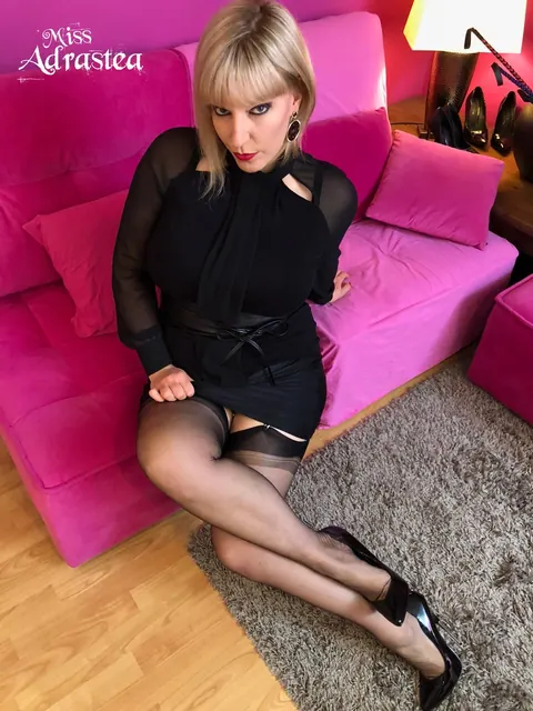 Miss Adrastea: Blonde in Lingerie, Stockings and Heels Spreads Her Legs Outdoors – photo 2 of 15