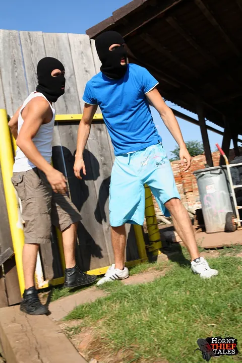 Slim Busty Woman in Shorts Takes Two Men Outdoors – photo 3 of 21