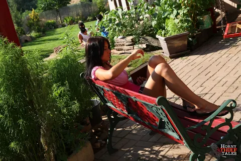 Slim Busty Woman in Shorts Takes Two Men Outdoors – photo 4 of 21