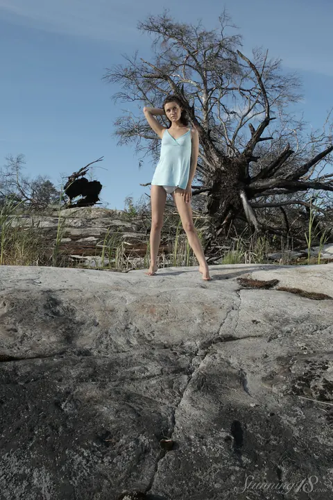 Roza Abdurazakova: PAWG Brunette Pulls Her Panties Down and Spreads on Riverside Rocks – photo 2 of 16
