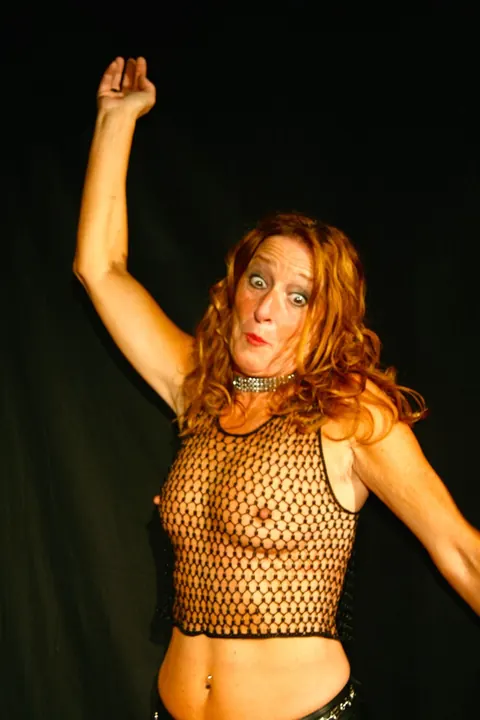 Kyra Nylons: Redhead MILF Models Fishnet Top, Stockings and Heels – photo 14 of 15