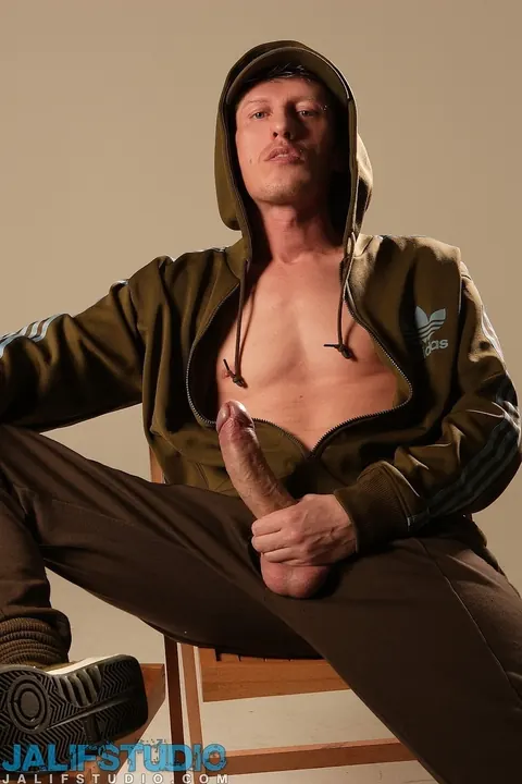 Man Strips Nude and Measures His Hard Cock – photo 4 of 11