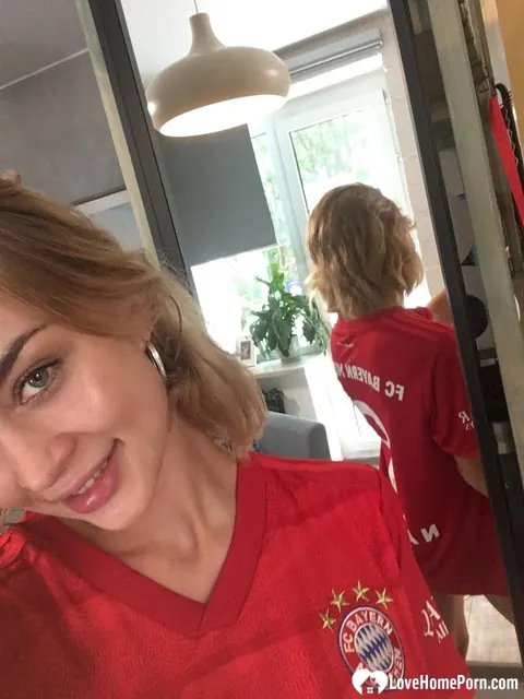 Cute Teddy: Short-Haired Russian Brunette Shows Her Big Tits in a Mirror Selfie – photo 8 of 17