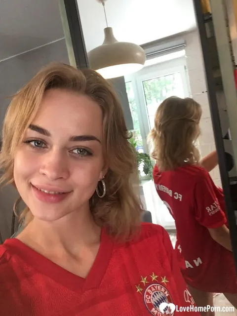 Cute Teddy: Short-Haired Russian Brunette Shows Her Big Tits in a Mirror Selfie – photo 16 of 17