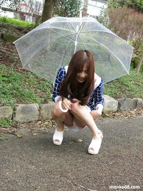 Busty Asian Redhead Sucks Cock and Spreads Outdoors in Lingerie – photo 11 of 20