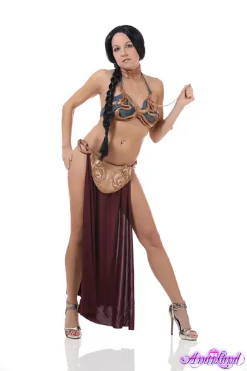 Slim Brunette Strips Out of Her Cosplay Costume and Heels