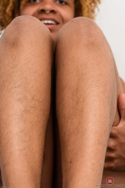 Oya: Thick Ebony Redhead Strips Out of Her Skirt and Spreads Her Hairy Bush – photo 6 of 21