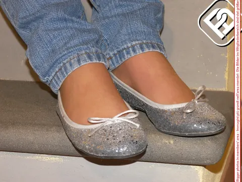 European Redhead Removes Her Flat Shoes in Denim Jeans – photo 2 of 10