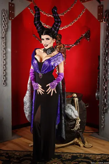 Busty Brunette in Costume Takes a Big Cock