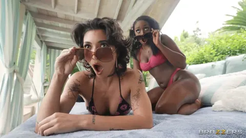 Artemisia Love: Tall Tattooed Brunette Fucks in Interracial Threesome Outdoors – photo 2 of 21