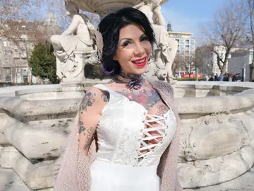 Busty Tattooed MILF Takes Rough DP in Stockings