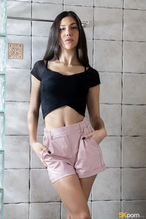 Anya Krey: Brunette in High Heels Sucks and Fucks in the Bathroom – photo 1 of 21